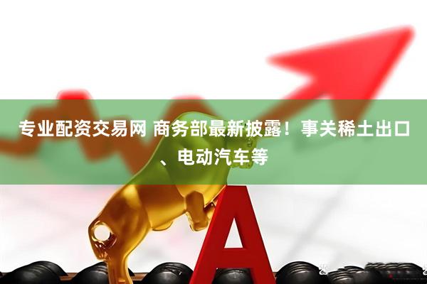 专业配资交易网 商务部最新披露！事关稀土出口、电动汽车等